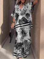 Samantha V-neck Top and Wide-leg Pants Set