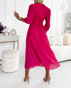 Dianne™ | V-Neck Solid Color Waist Dress