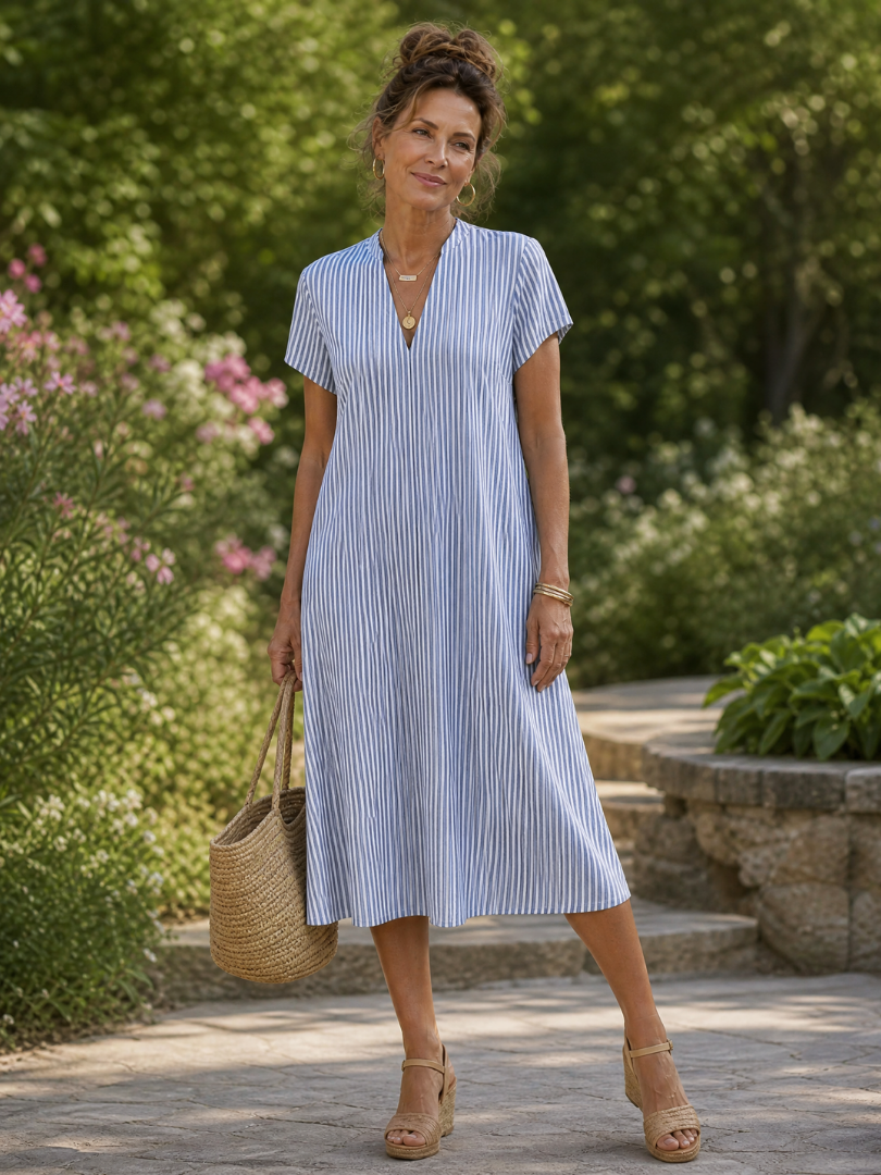 Matilda | Floral Collared Short Sleeve Midi Dress