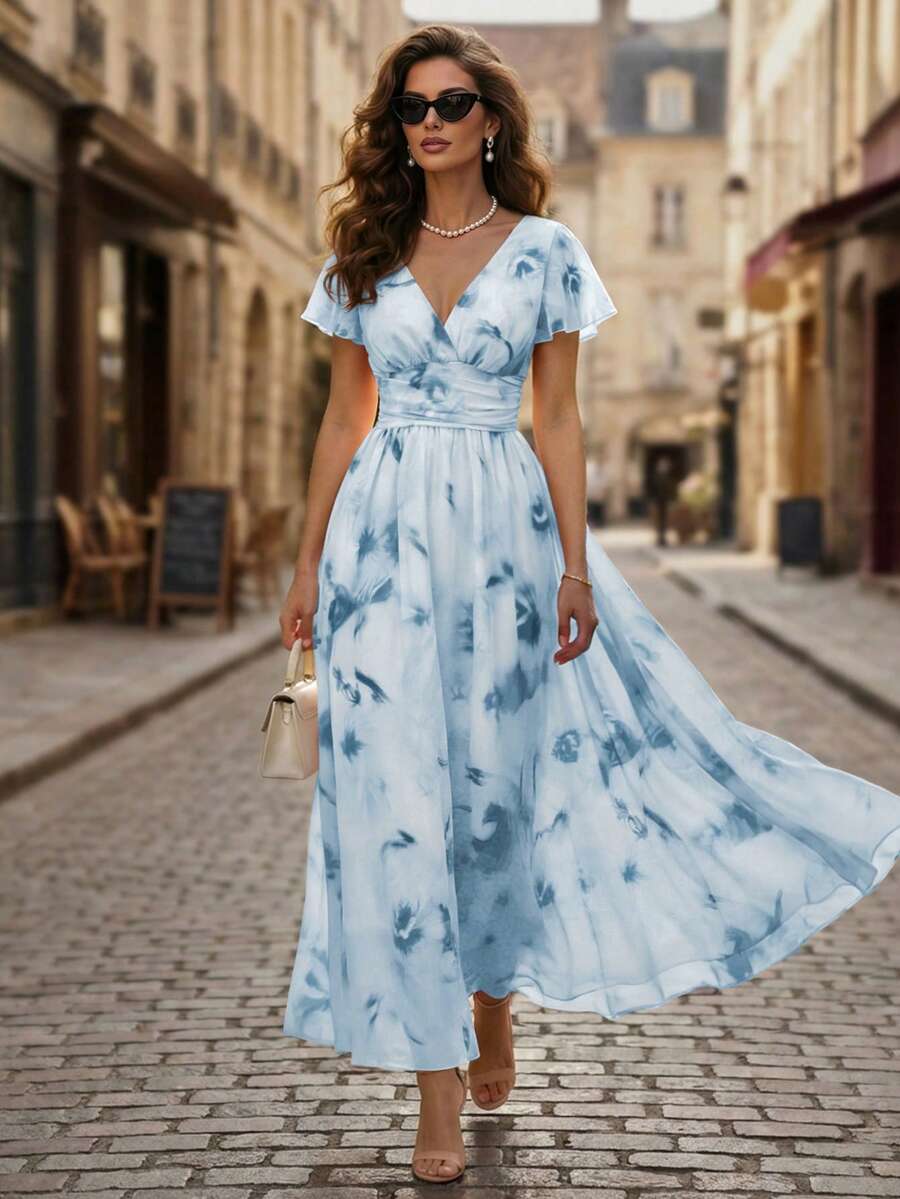Winifred | Floral V-Neck Midi Dress