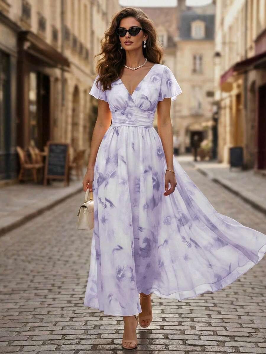 Winifred | Floral V-Neck Midi Dress