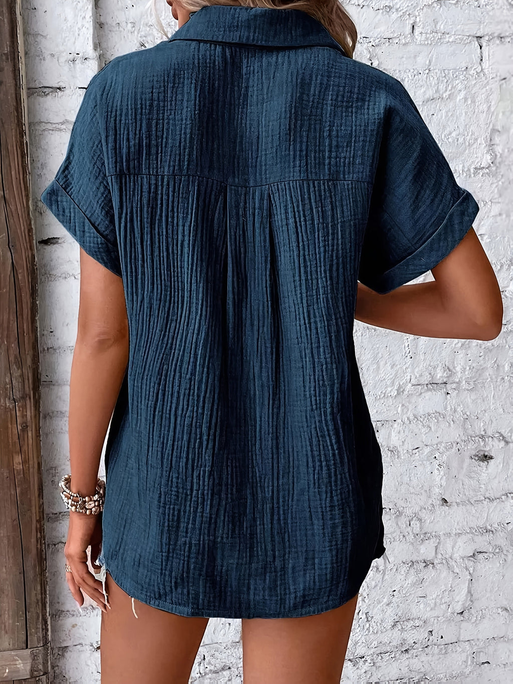 Emery | Textured Button-Up Summer Blouse