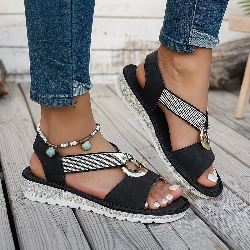 Felicity | Flat Sandals with Metal Buckle