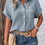 Emery | Textured Button-Up Summer Blouse