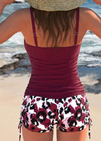 Gabby | Ribbed Tankini with Print Shorts