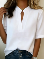 Lydia | Blusa Elegante Con Cuello En V Y Detalles Dorados