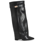 SARAH™ - 4-Inch Heel Suede Long Heeled Fold-Over Buckle Boots for Women Stylish Walking Shoes