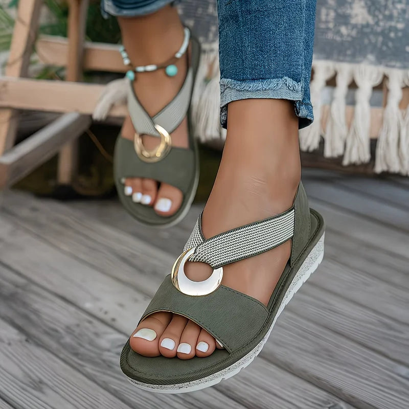 Felicity | Flat Sandals with Metal Buckle