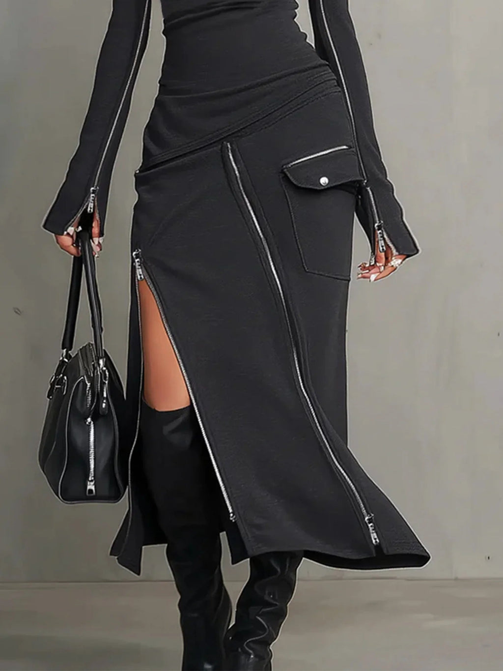 Elena High-Neck Zipper Pocket Set