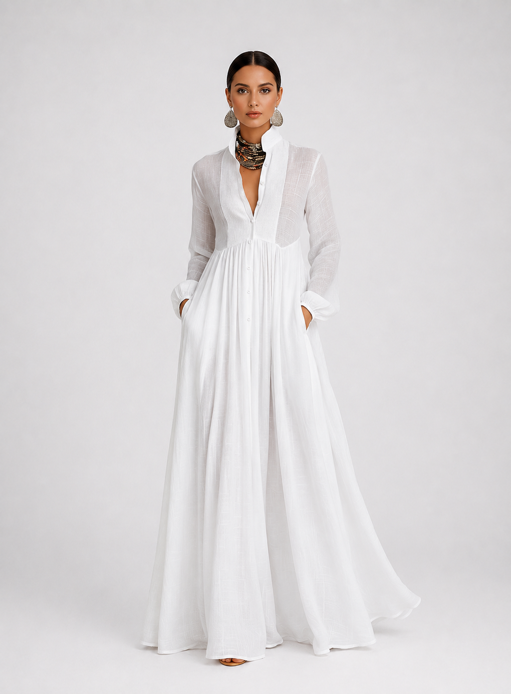 Serena | Flowing Button-Front Maxi Dress