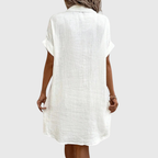 Marlowe | Women's Linen Button-Down Short Sleeve Shirt Dress