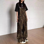 LUNTIAN™ – Vintage Leopard Wide-Leg Overall Jumpsuit