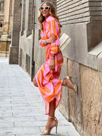 Paloma | Women's Chiffon Print Wrap V-Neck Belted Maxi Dress