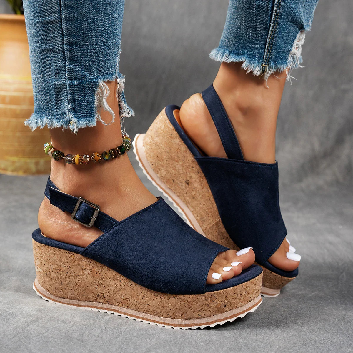 Sadie | Cork Wedge Sandals