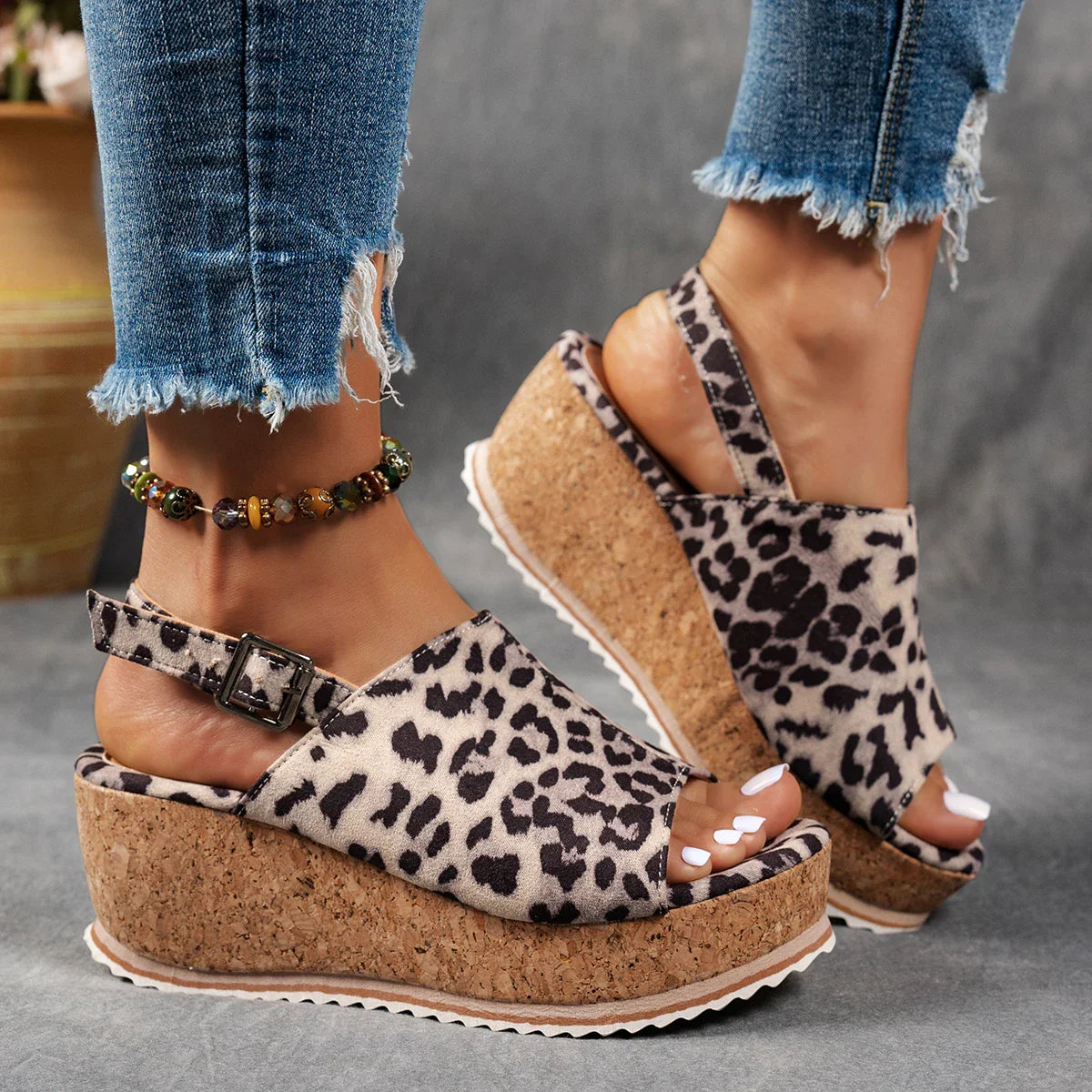 Sadie | Cork Wedge Sandals