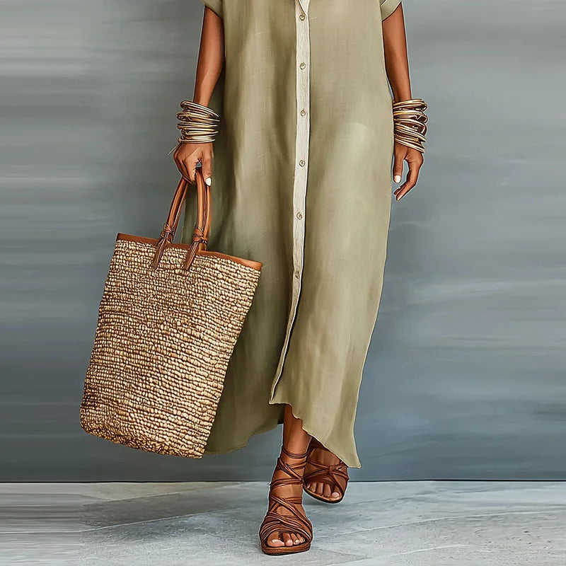 Anastasia™ | Long Button-Up Shirt Dress