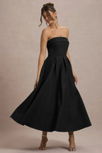 ANNE | Stylish Midi Dress with Off-the-Shoulder Neckline