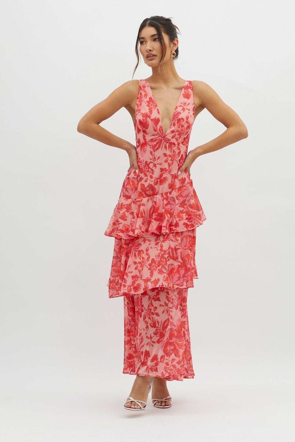 LISA | Floral Flounce Maxi Dress