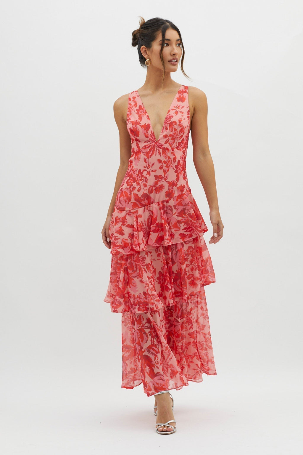 LISA | Floral Flounce Maxi Dress