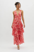 LISA | Floral Flounce Maxi Dress