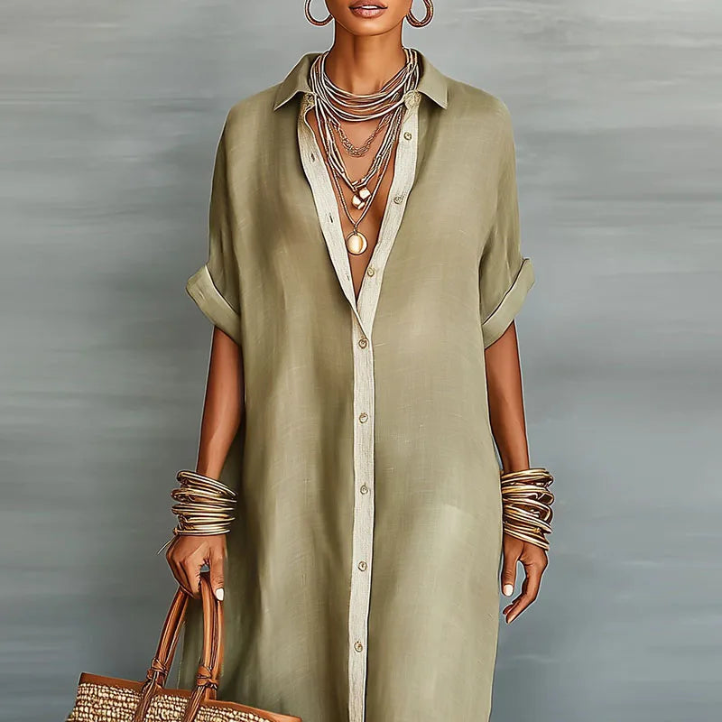 Anastasia™ | Long Button-Up Shirt Dress