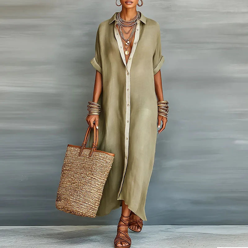 Anastasia™ | Long Button-Up Shirt Dress