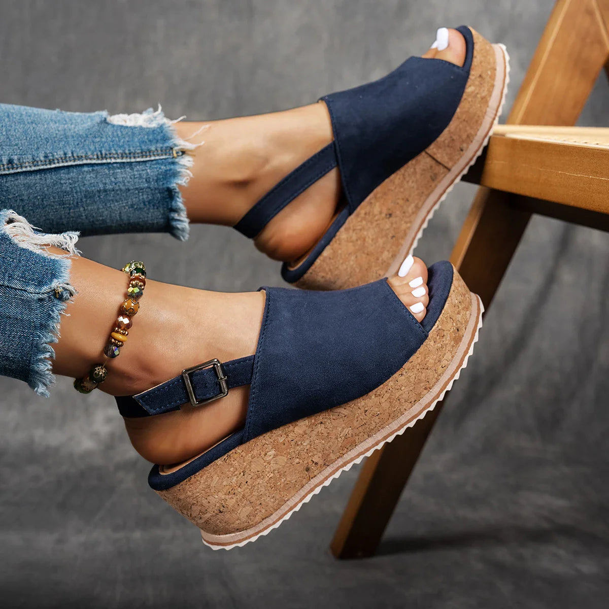 Sadie | Cork Wedge Sandals