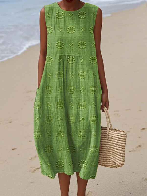 Sara Pattern Midi Dress
