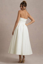 ANNE | Stylish Midi Dress with Off-the-Shoulder Neckline