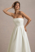 ANNE | Stylish Midi Dress with Off-the-Shoulder Neckline