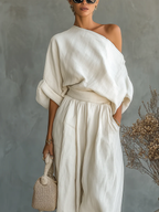 Sophie Off-shoulder Top and Tapered Pants Set