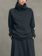Sabrina Charcoal Gray High-neck Top and Flared Skirt Set