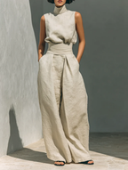Sienna Sleeveless Top and Wide-leg Pants Set