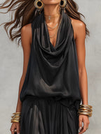 Serena Halter Neck Top and Pleated Trousers Set