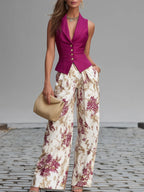 Lila Floral Print Pants Set