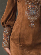 Short Dress with Suede Effect