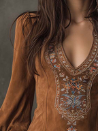 Short Dress with Suede Effect