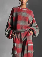 Samantha Color-blocked Sweatshirt and Casual Pants Set