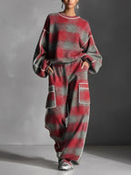 Samantha Color-blocked Sweatshirt and Casual Pants Set