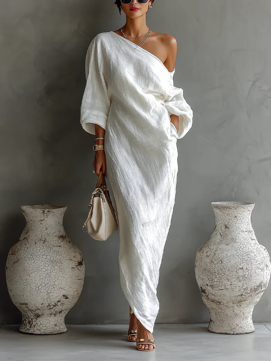 Melisa | Asymmetric Elegant Flowing Maxi Dress