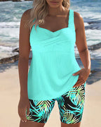 Daphne | Bright Ribbed Tankini Shorts