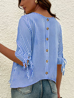 Savannah | Elegant Striped Button Detail Blouse