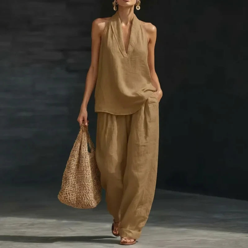 Ainhoa | Linen-Texture Two-Piece Set