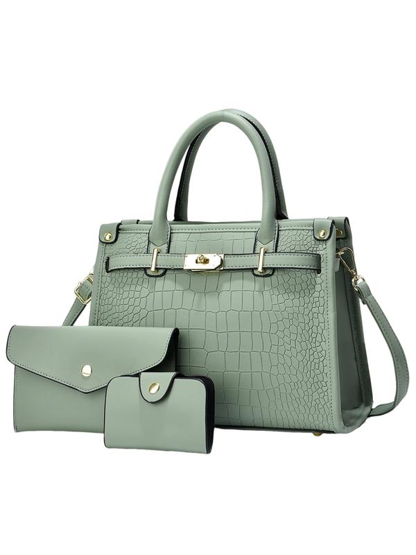 Dorothea | Crocodile Embossed Large Capacity Crossbody Handbag Set