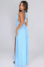 LILLI | Stylish Halterneck Maxi Dress with High Slit