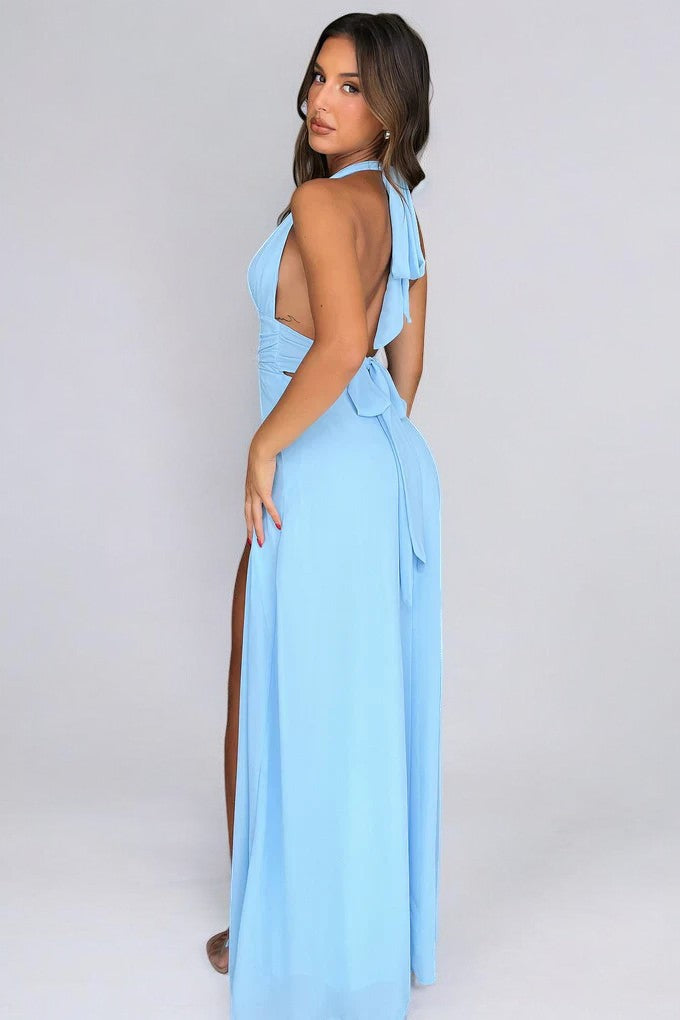 LILLI | Stylish Halterneck Maxi Dress with High Slit