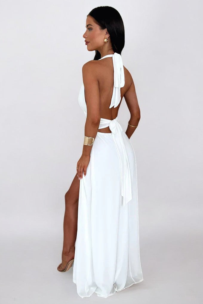 LILLI | Stylish Halterneck Maxi Dress with High Slit