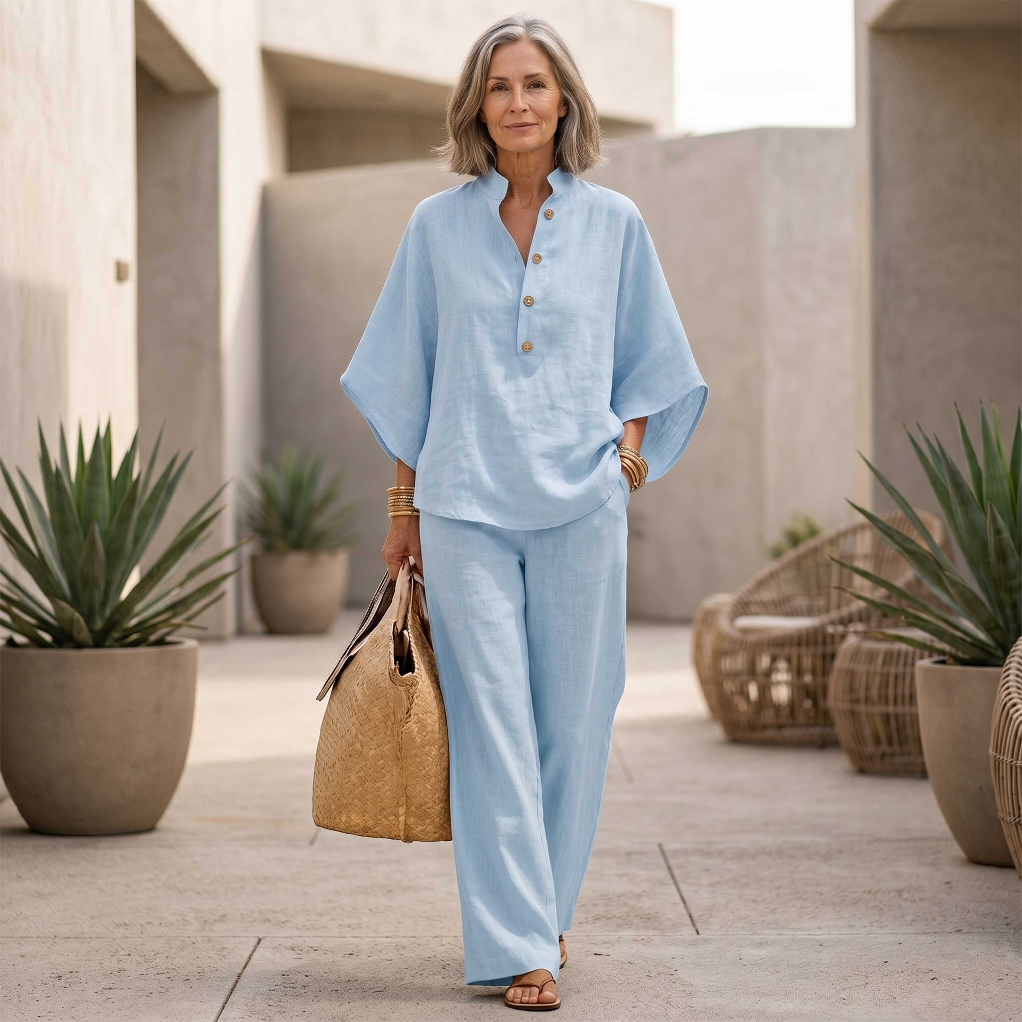 Ottilie | Linen Batwing Sleeves Set