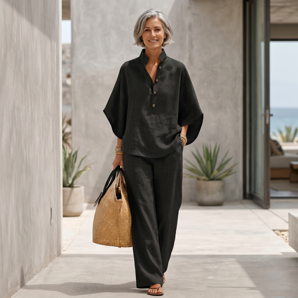 Ottilie | Linen Batwing Sleeves Set