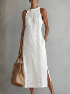 JIMENA | Linen-Texture Midi Dress